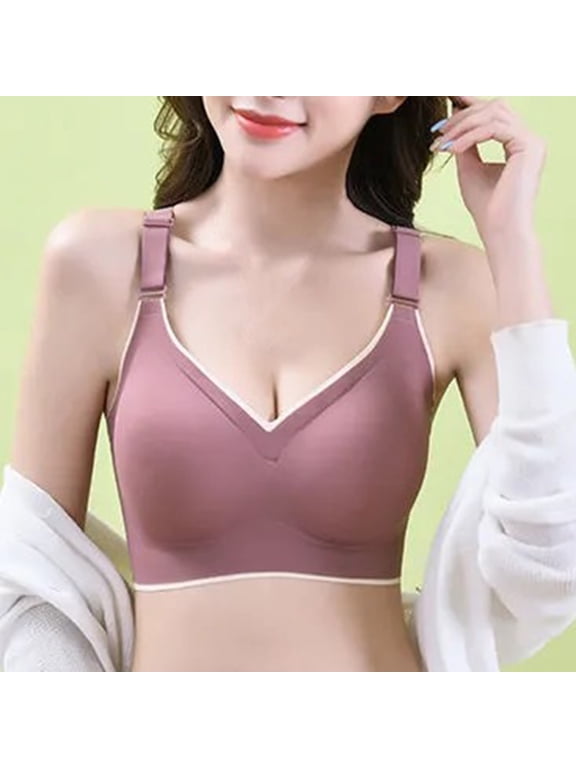 YWDJ Push up Bras for Women Pullover Bras No Underwire Sleep Bras Wide Strap Full Coverage Racerback Comfy Bras Padded Plus Size Comfortable Bras Wrap Lounge Bras Purple XL