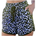 thumbnail image 1 of YWDJ Running Shorts for Women Comfy Summer Leopard Shorts Drawstring Elastic Waist Pockets Sport Pant Dark Blue L, 1 of 6