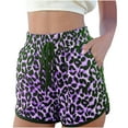 thumbnail image 1 of YWDJ Running Shorts for Women Comfy Summer Leopard Shorts Drawstring Elastic Waist Pockets Sport Pant Purple XL, 1 of 6