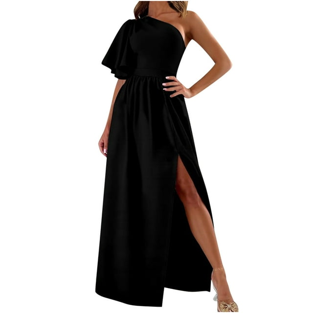 YWDJ Semi Formal Dresses for Women Evening Party Autumn Solid Color ...