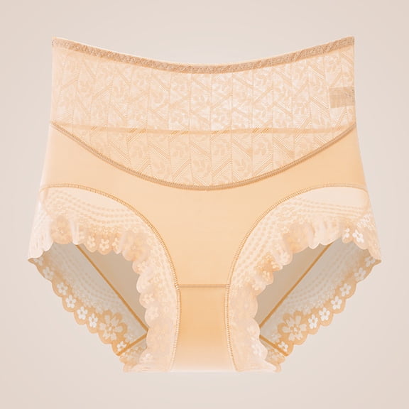 YWDJ Shaping Panties Women Briefs Breathable Lace Lightweight High Waist No Show S Breathable Comfortable Soft and Sexy Lace Satin Underwear Orange XL