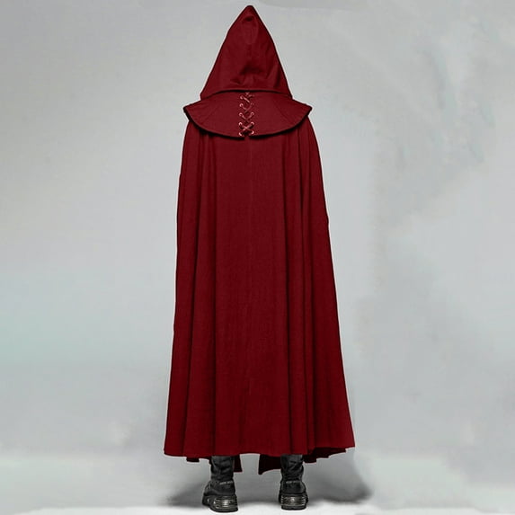 YWDJ Shawl Wraps for Women Men Halloween Solid Buckle Hooded Removable Gothic Devil Party Cloak Red XXXXXL