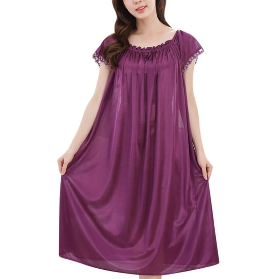 YWDJ Silk Pajamas for Women Women Nightdress Sleepwear Pajamas Purple