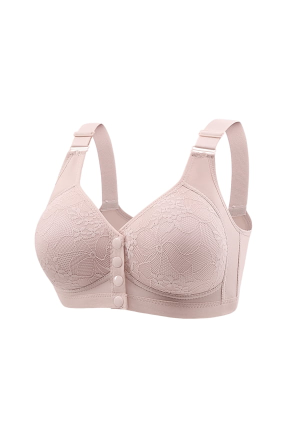 YWDJ Sleep Bras for Women Front Closure Push up Wirefree Full Coverage Comfort Straps Support Bralette Breathable Soft Bra for All Shapes Sagging Breasts Gray 3XL