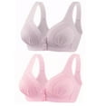 thumbnail image 1 of YWDJ Sleep Bras for Women Plus Size 2 Pack Front Close Comfortable Bras Wirefree Sleep Bras Wide Strap Full Coverage Bras Push up Wrap Comfy Bras Padded Plus Size Comfort Solid Lounge Bras Pink M, 1 of 3