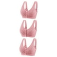 thumbnail image 1 of YWDJ Push up Bras for Women Plus Size 3 Pack Front Close Comfortable Bras No Underwire Sleep Bras Wide Strap Full Coverage Bras Wrap Comfy Bras Padded Plus Size Comfort Solid Lounge Bras Pink M, 1 of 2