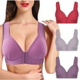 thumbnail image 1 of YWDJ Sleep Bras for Women Plus Size 3 Pack Front Close Sleep Bras No Wire Comfy Bras Wide Strap Full Coverage Push up Wrap Lounge Bras Padded Plus Size Comfortable Bras Solid Comfortable Bras Red 2XL, 1 of 1