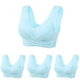 thumbnail image 1 of YWDJ Sleep Bras for Women Plus Size 4 Pack Front Close Sleep Bras No Wires Comfy Bras Wide Strap Full Coverage Push up Cross Lounge Bras Padded Plus Size Lace Comfortable Bras Wrap Bras Blue 2XL, 1 of 4