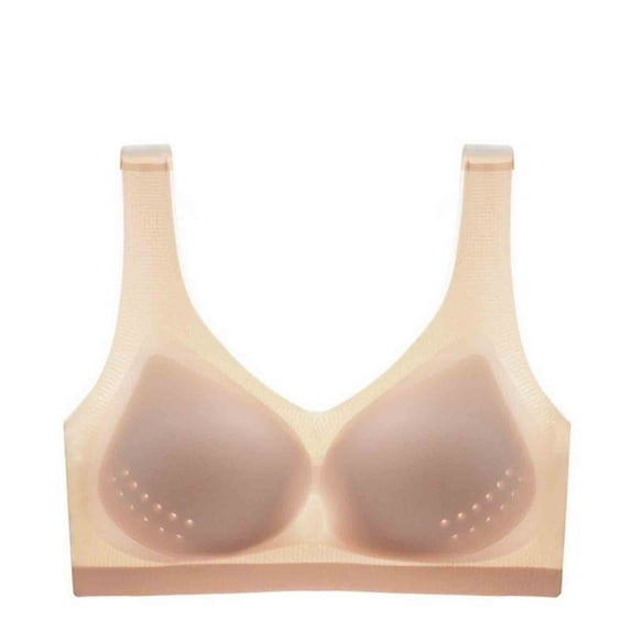 YWDJ Sleep Bras for Women Plus Size Back Closures Comfortable Bras No Wire Bras Wide Strap Full Coverage Push up Wrap Sleep Bras Padded Plus Size Comfortable Bras Comfy Bras Khaki 2XL