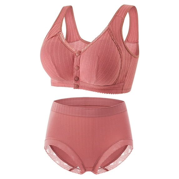 YWDJ Sleep Bras for Women Plus Size Closure in Back Comfortable Bras Wireless Bras Wide Strap Full Coverage Push up Wrap Sleep Bras Padded Plus Size Bras Button Solid Comfy Bras Red 44
