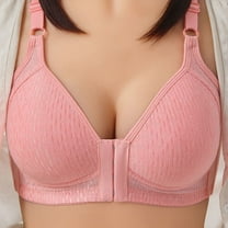 YWDJ Sleep Bras for Women Plus Size Front Close Comfortable Bras Wirefree Bras Adjustable Straps Half Cup Push up Wrap Sleep Bras Padded Comfort Bras Solid Comfy Bras Pink 2XL