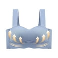 thumbnail image 1 of YWDJ Sleep Bras for Women Plus Size Pullover Comfy Bras Wireless Lounge Bras Wide Strap Full Coverage Push up Wrap Comfortable Bras Padded Comfortable Bras Solid Bras Blue L, 1 of 4