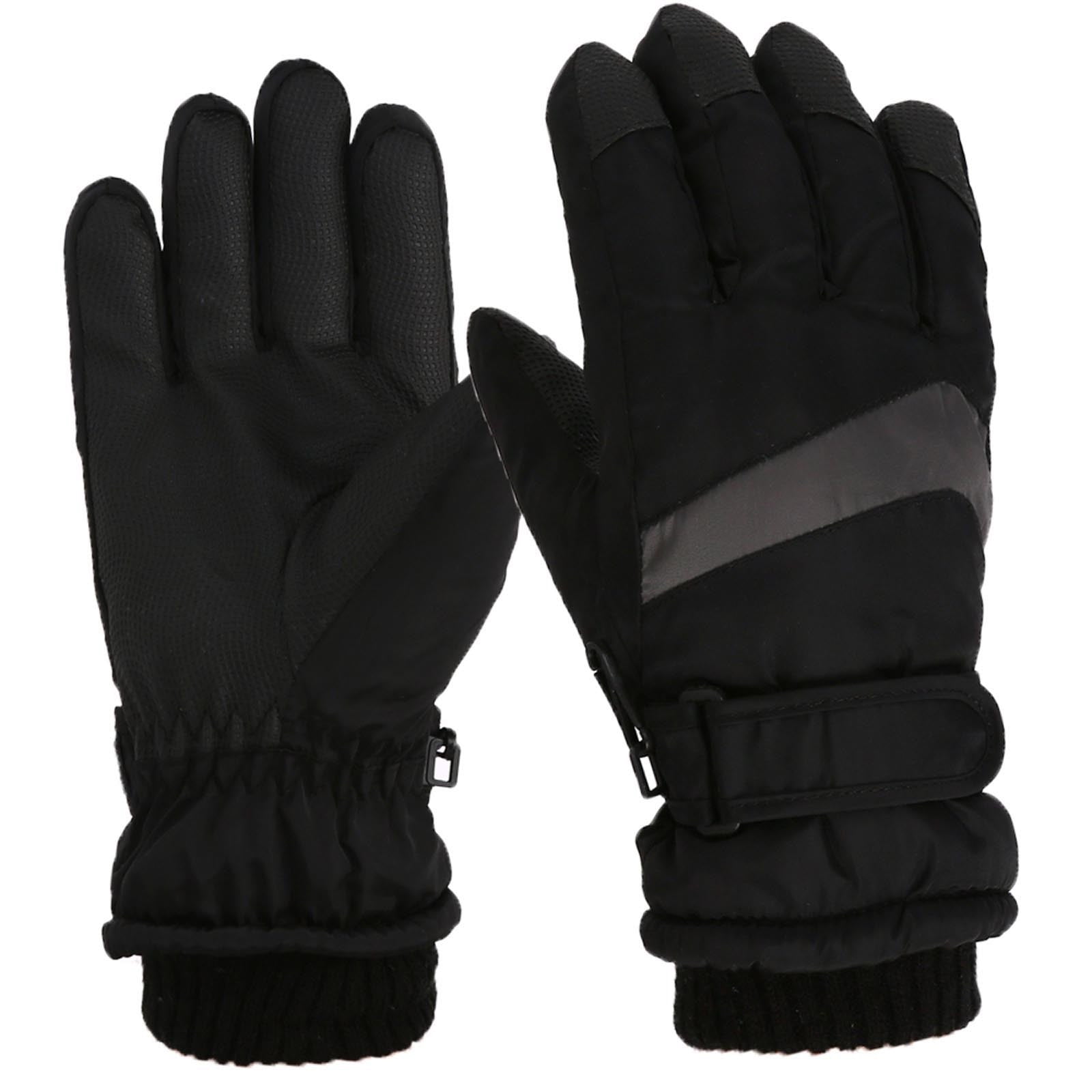 Outbound Youth Thermal Insulated Winter Ski Snowboard Gloves Zip Pocket  Waterproof, Black