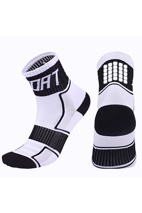 YWDJ Socks Women Men Women Middle Canister Movement Towel Nylon Ride Cycling Running Reflective White M