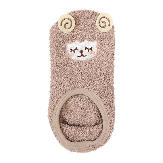 YWDJ Socks Women Women Non-Slip Silica Gel Coral Fleece Socks Thicken Keep Warm Floor Socks Khaki