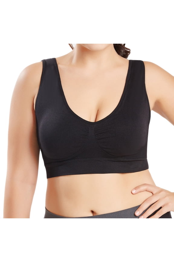 YWDJ Sports Bras for Women High Support Women Pure Color Plus Size Ultra-thin Large Bra Sports Bra Full Bra Cup Tops Black 4XL