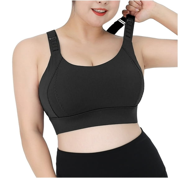 YWDJ Sports Bras for Women Strap Large Size Sports Underwear One-piece Bra Shockproof Yoga Clothes Pair Breast Bra Black XL