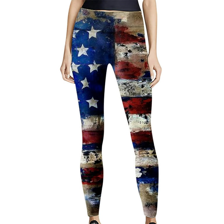 YWDJ Stars and Stripes Leggings American Flag Clothing Fashion Stretch  Leggings Fitness Running Gym Sports Full Length Active Pants Red White Blue  Clothing Dress Up for the 4 of July 3-Beige L 