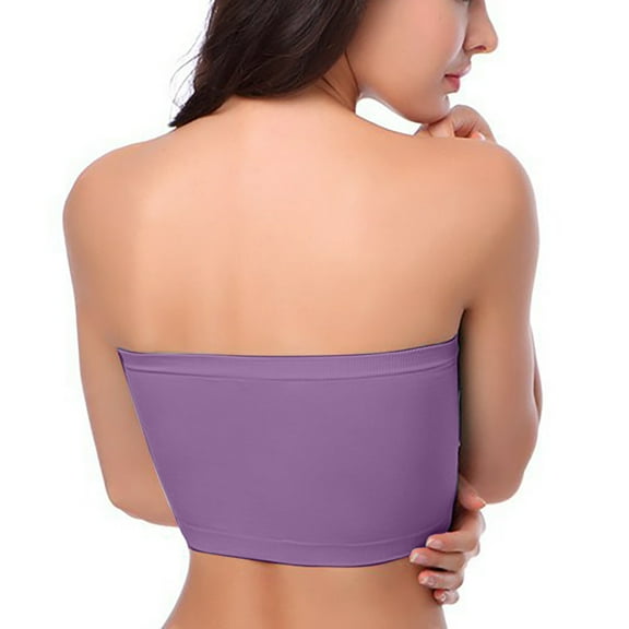 YWDJ Strapless Bras for Women Plus Size Women One-Piece Bra Everyday Underwear Strapless Polishing Bra Bandeau Purple XXL