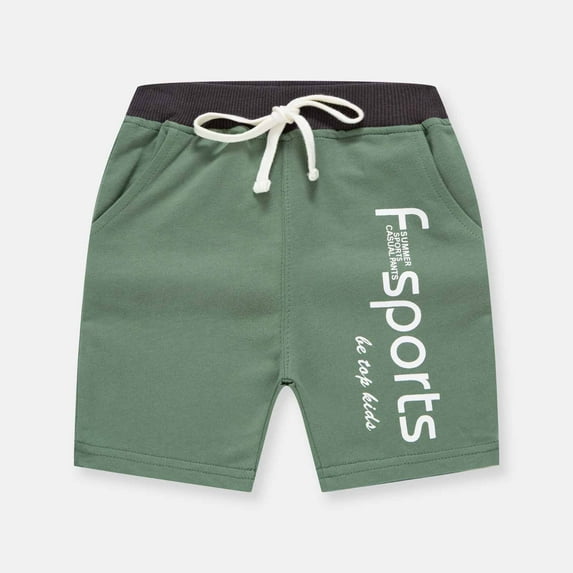 YWDJ Summer Childrens Casual Sports Shorts Capris Boys Alphabet Printed Sweatpants With Pocket Cord Green 8-9T