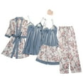 thumbnail image 1 of YWDJ Summer Robes for Women Plus Size Lace Short Length Lightweight Floral Long Sleeve 5 Piece Pajamas XL Blue, 1 of 3