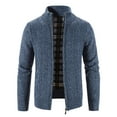 thumbnail image 1 of YWDJ Sweaters for Men Cardigan Open Front Plus Size Zip Up Knitted Cardigan Thick Sweater St Collar Fleece Lined Warm Blue XL, 1 of 9