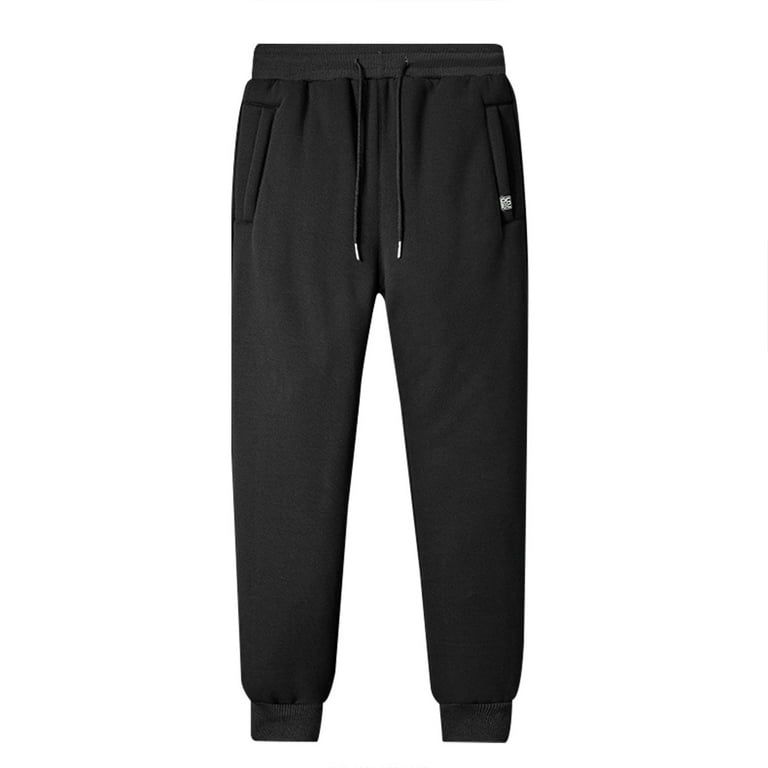 YWDJ Sweatpants for Men Jogger Men Lamb Wool Casual Trousers And Trousers  Plus Velvet Thick Solid Color Large Size Running Fitness Sports Pants Black  XXXXXXL 