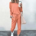 thumbnail image 1 of YWDJ Sweatpants Women Plus Size Women Two-Piece Solid Casual Top Pants Sets Long Sleeve Wear Sports Suit Watermelon Red S, 1 of 9