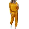 thumbnail image 1 of YWDJ Sweatpants Women Plus Size Women Two-Piece Solid Casual Top Pants Sets Long Sleeve Wear Sports Suit Yellow XS, 1 of 6