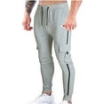 thumbnail image 1 of YWDJ Sweatpants for Men Jogger Men Striped Belt Placket Zipper Decoration Personality Small Foot Pocket Casual Pants Gray L, 1 of 8