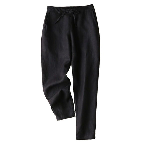 YWDJ Teacher Pants for Women Trendy Casual Womens Elastic Waist Cropped Trousers Bottoms Sports Wear Pants Black M