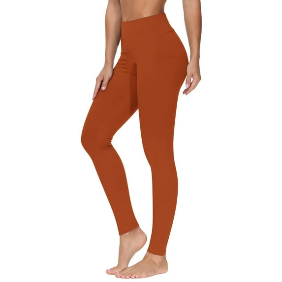 YWDJ Workout Leggings Women's Plus Size Brown Mid Waist Full Length Curvy Slim Casual Long Workout Pants for Work out Pull on Solid 2025 Soft Yoga Lightweight Comfy L Breathable Gym Clothes