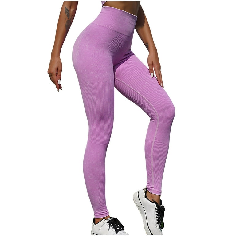 YWDJ Tights for Women Leggings Tummy Control Casual Fashion Bodybuilding  Run Yoga Solid Color Pants Pink M 