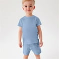 thumbnail image 1 of YWDJ Toddler Baby Boys Girl Comfortable Color Short Sleeve Cotton T-shirt Shorts Set Blue 5-6T, 1 of 9