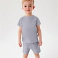 thumbnail image 1 of YWDJ Toddler Baby Boys Girl Comfortable Color Short Sleeve Cotton T-shirt Shorts Set Gray 11-12T, 1 of 9