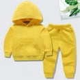 thumbnail image 1 of YWDJ Toddler Baby Boys Girls Candy Color Solid Color Leggings Casual Kids Sports Pants Hoodies Set Yellow 9-10T, 1 of 5
