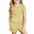 thumbnail image 1 of YWDJ Toddler Baby Girl Comfortable Color Sleeveless Cotton T-shirt Shorts Set Yellow 11-12T, 1 of 9
