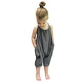 thumbnail image 1 of YWDJ Toddler Baby Girl Jumpsuits Summer-color Strap Romper Pants With Pockets Gray 3-4T, 1 of 9