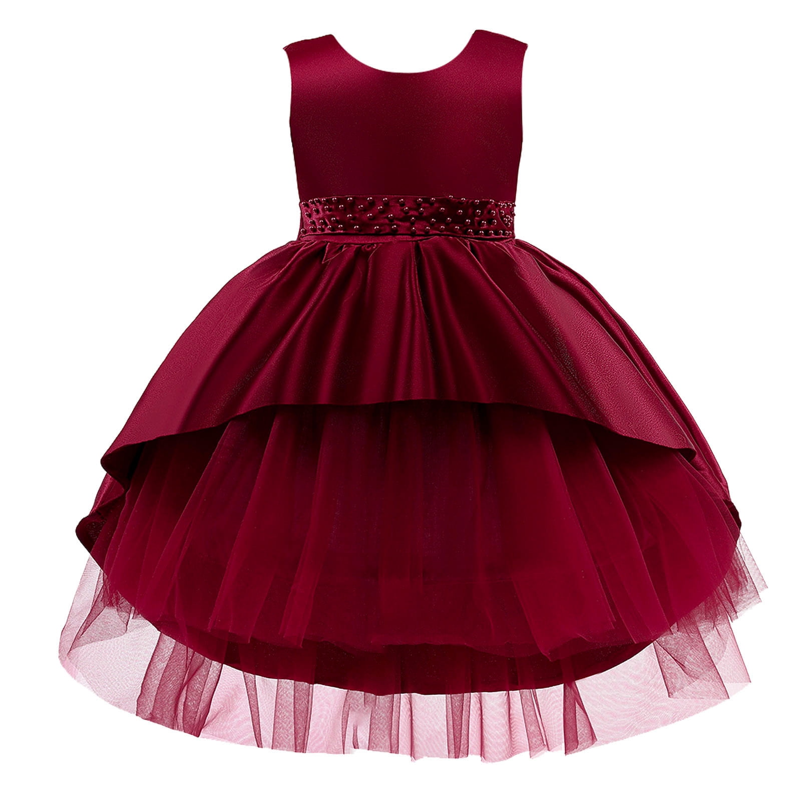 5t burgundy dress YWDJ Toddler Girls 12M-5T Net Yarn Embroidery Rhinestone Bowknot Birthday Party Gown Long Dresses Red 2-3Years If you’re not sure Bali Queen Bandeau Satin Bridesmaid Dress Color:Dark Taupe