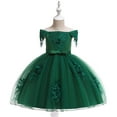 thumbnail image 1 of YWDJ Toddler Girls Net Yarn Mesh Bow Ruffles Birthday Party Gown Long Dresses Green 3T, 1 of 9