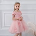 thumbnail image 1 of YWDJ Toddler Girls Net Yarn Mesh Bow Ruffles Birthday Party Gown Long Dresses Pink 5T, 1 of 9
