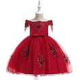 thumbnail image 1 of YWDJ Toddler Girls Net Yarn Mesh Bow Ruffles Birthday Party Gown Long Dresses Red 8T, 1 of 9