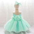 thumbnail image 1 of YWDJ Toddler Girls Net Yarn Mesh Flower Ruffles Birthday Party Gown Long Dresses Bow Hair Band Set Green 6T, 1 of 9