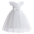 thumbnail image 1 of YWDJ Toddler Girls Net Yarn Sequin Mesh Bow Ruffles Birthday Party Gown Long Dresses White 6T, 1 of 8