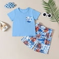 thumbnail image 1 of YWDJ Toddler Kids Baby Boys Fashion Cute Short Sleeve Tree Print Casual Pocket Shorts Suit Blue 18-24 Months, 1 of 9