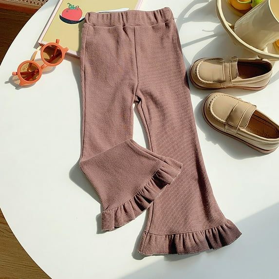 YWDJ Toddler Kids Baby Girls Fashion Cute Sweet Elasticity Flared Pants Trousers Pants Leggings Coffee 6-7Years