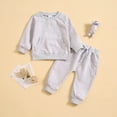 thumbnail image 1 of YWDJ Toddler Kids Boys Girls Fashion Cute Solid Color Long Sleeve Pocket Hooded Sweatpants Suit Gray 6 Months, 1 of 9