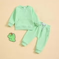 thumbnail image 1 of YWDJ Toddler Kids Boys Girls Fashion Cute Solid Color Long Sleeve Pocket Hooded Sweatpants Suit Mint Green 3 Months, 1 of 9