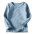 thumbnail image 1 of Makaor Toddler Kids Boys Girls Shirts Fashion Solid Color Round Neck Long Sleeve Top Light Blue 2T, 1 of 4