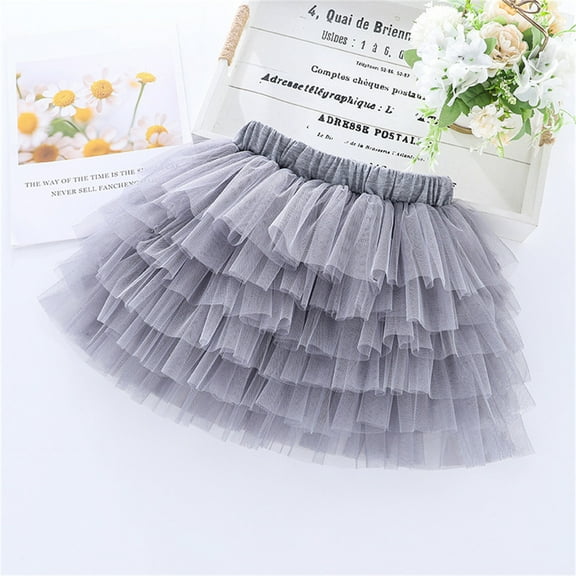 YWDJ Toddler Skirts for Girls Toddler Girls Cute Party Dance Solid Color Net Yarn Tulle Princess Dress Skirt Gray 2-3Years